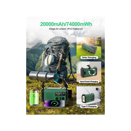 Sunny Hiker - Nødradio m. Powerbank 20.000 mAh fra Sunny Hiker - billede nr. 8 hos GrejFreak.dk