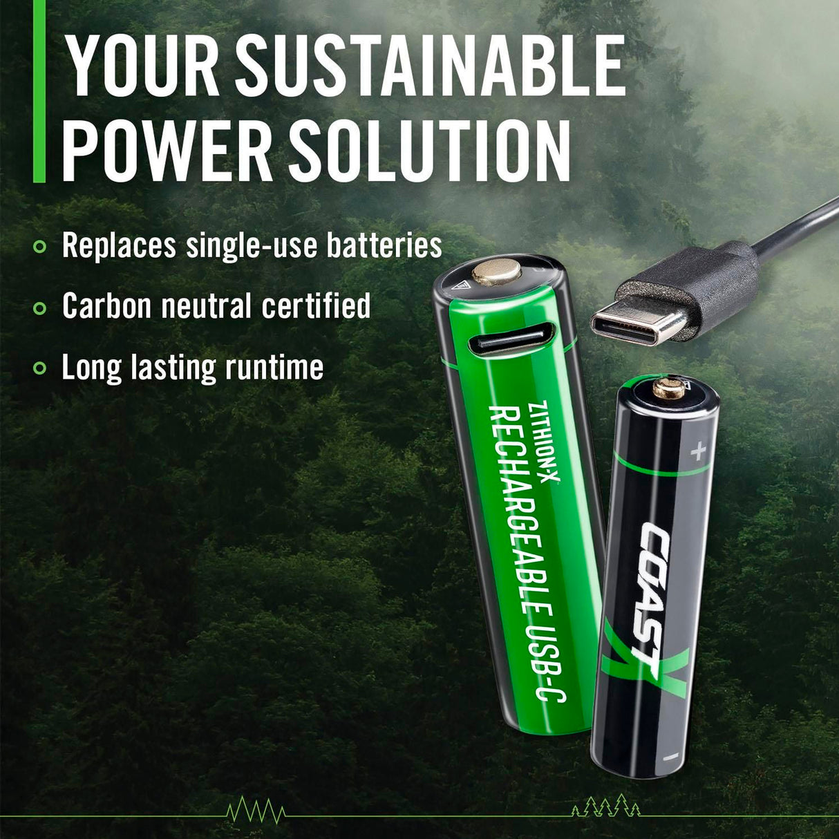 Coast - AAA 1.5V USB-C genopladelige batterier 750 mAh (4 stk) fra Coast - billede nr. 3 hos GrejFreak.dk