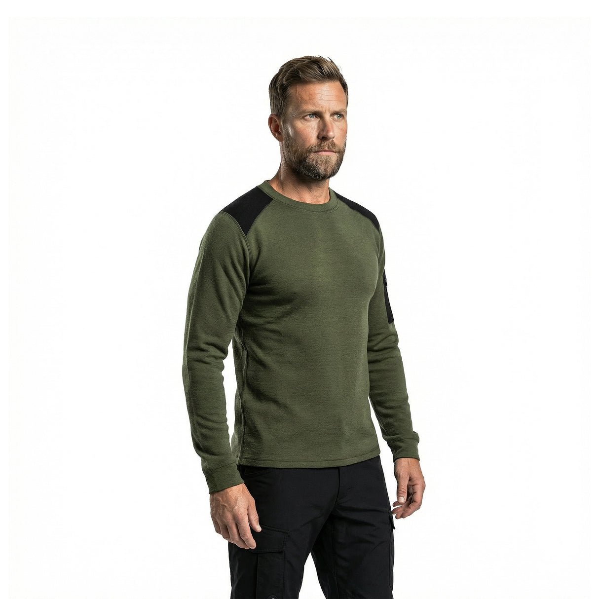 Marselis - Merino Crew Neck Trøje // Olivengrøn fra Marselis - billede nr. 2 hos GrejFreak.dk