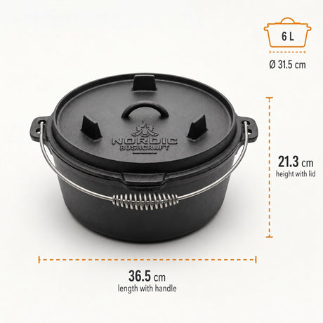 Nordic Bushcraft - 6L Dutch Oven Støbejernsgryde fra Nordic Bushcraft - billede nr. 5 hos GrejFreak.dk