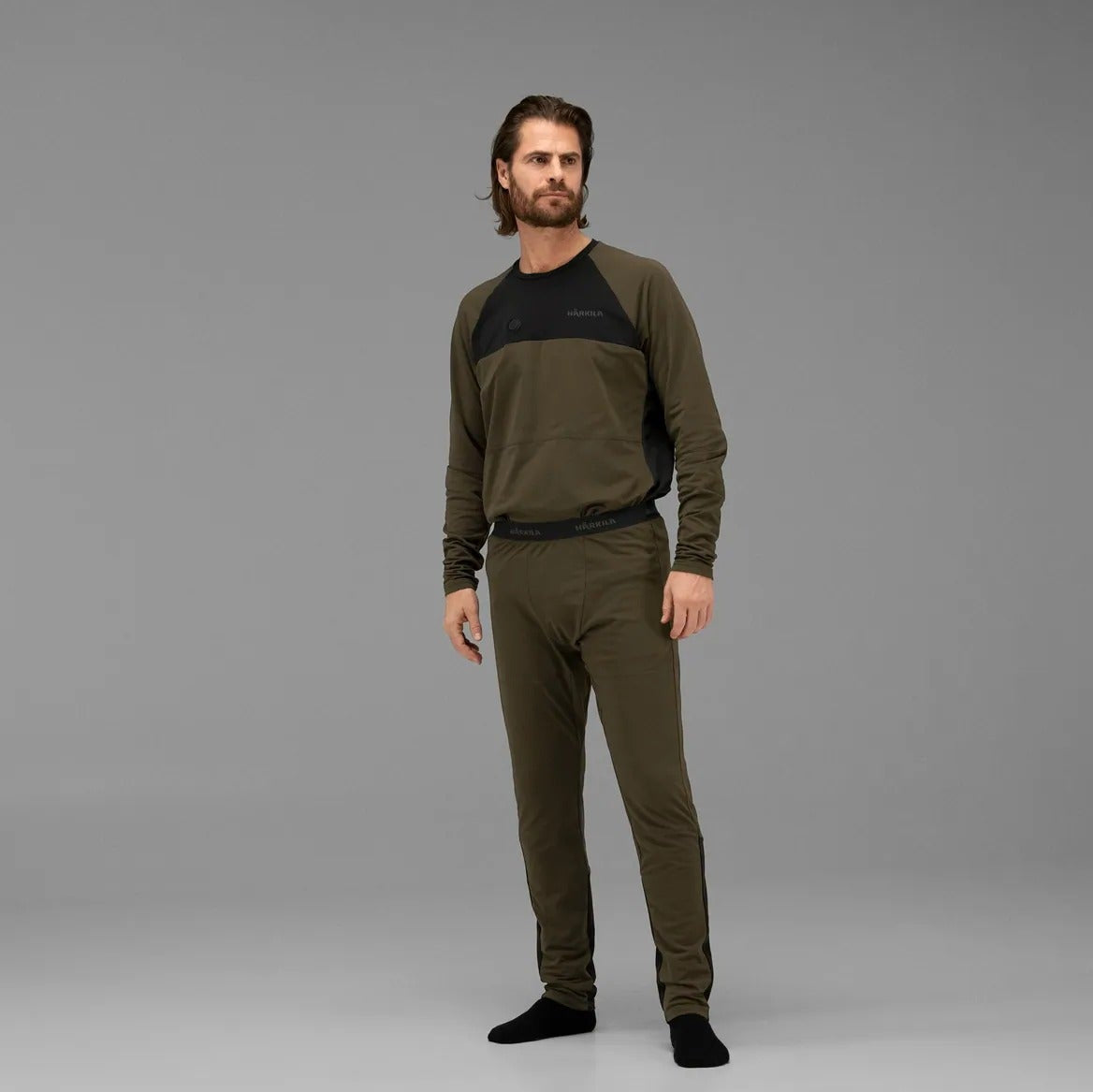 Härkila - Heat USB-C Langærmet Undertrøje // Willow Green / Sort