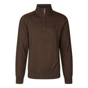 Seeland - Pine Half Zip Sweater // Dark Brown