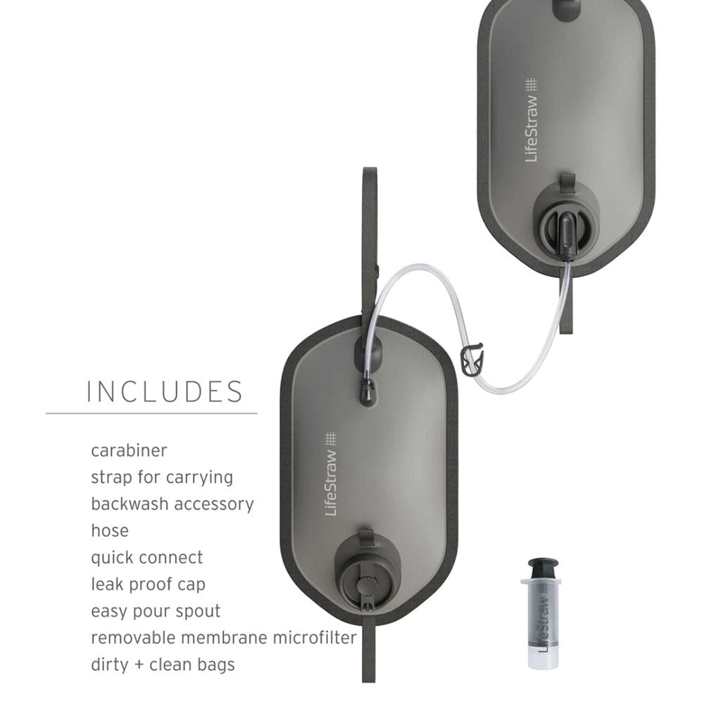 LifeStraw - Peak Series Gravity Vandfilter System 8L + 8L // Dark Mountain Gray
