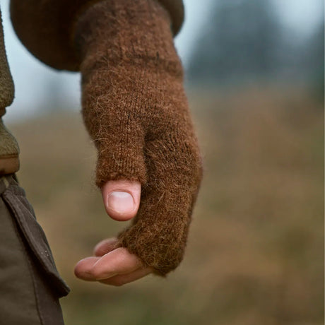 Härkila - Alpacka Half Finger Handsker // Pinecone Brown