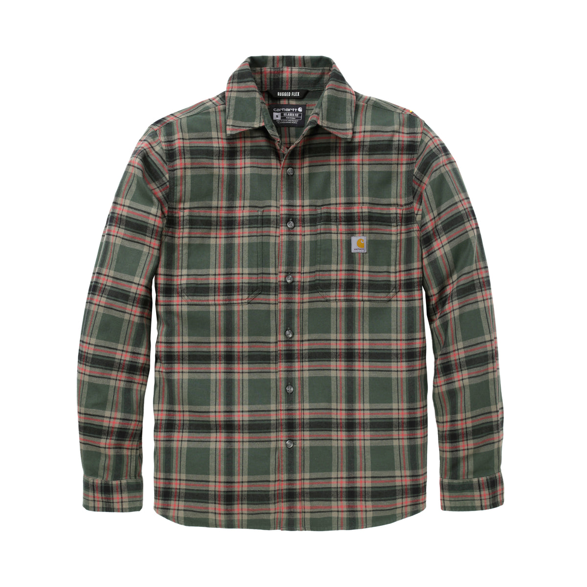 Carhartt - Langærmet Flannel Skjorte // Forestry Green / Amber Terrain